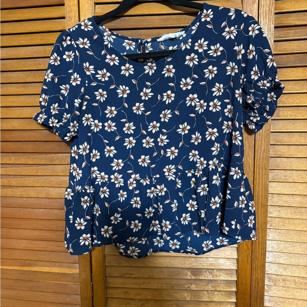 Hippie Rose Navy Floral Blouse